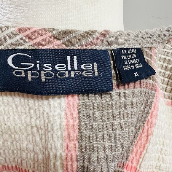 Giselle Apparel Multicolor Plaid Round Neck Sleeveless Smocked Blouse Size XL - Picture 4 of 4